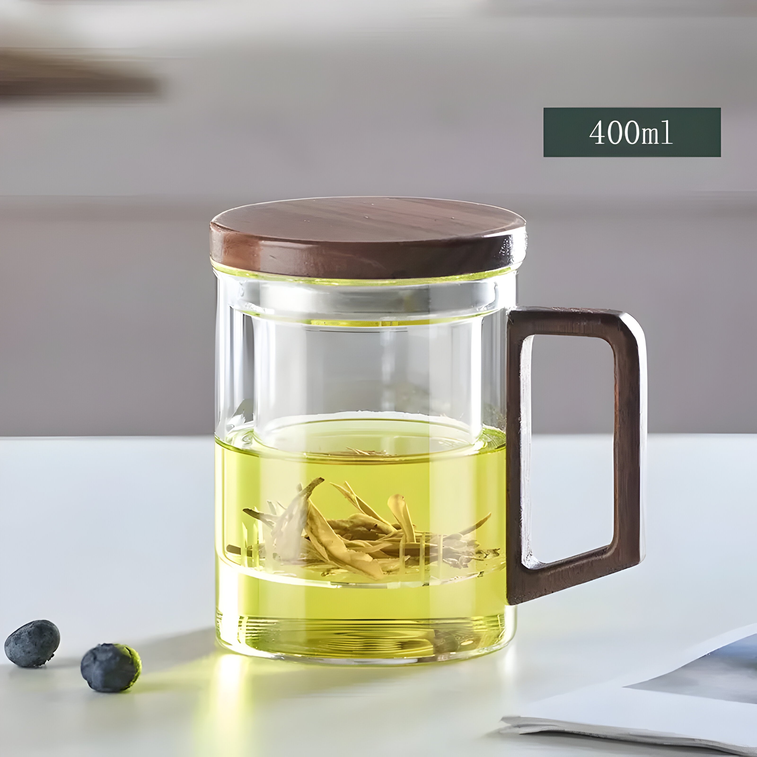 Hitzebeständige Glasteetasse- Premium Tepotte for Hjem og Kontor med Filter og Lokk