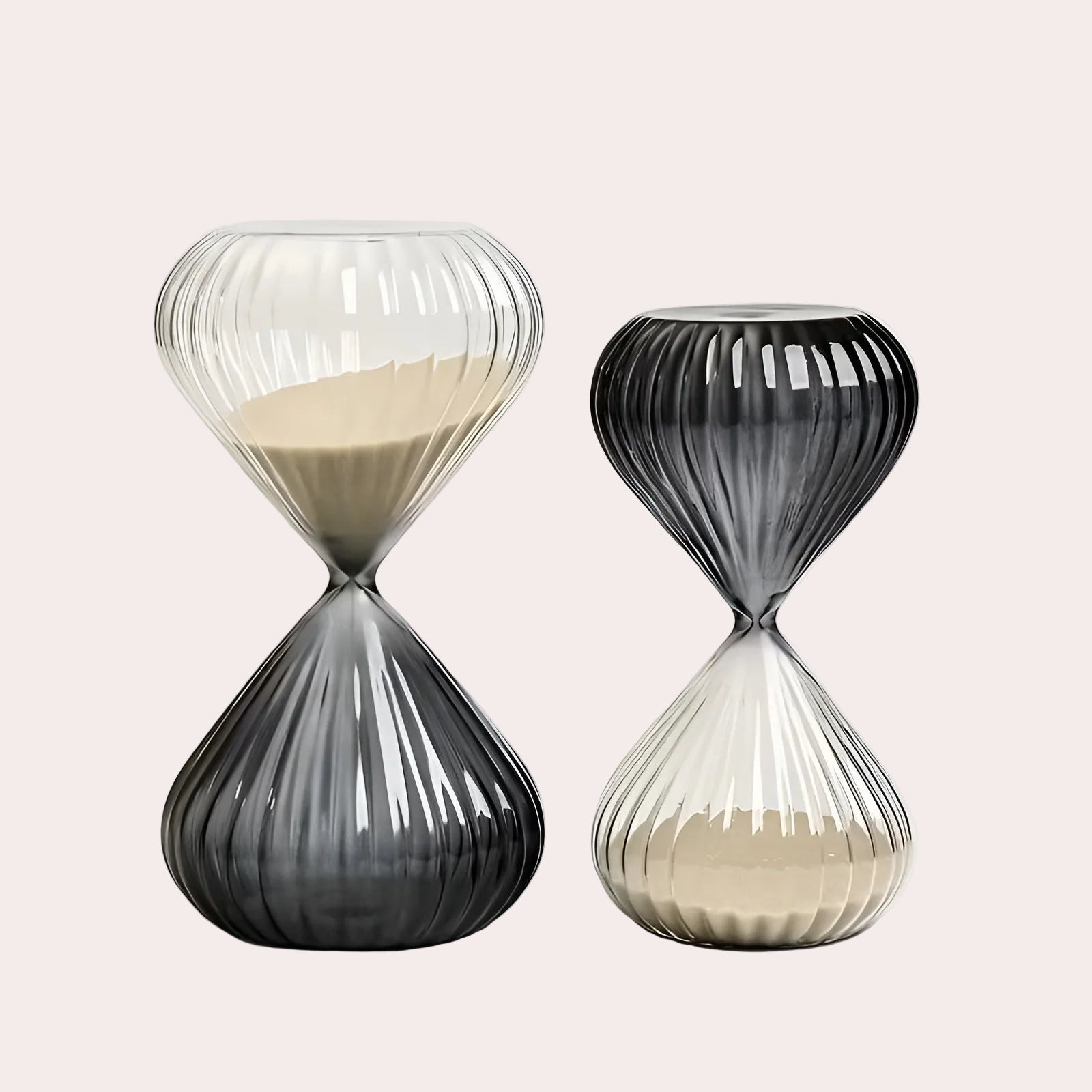 Timeglass med Grå Striper – Dekorativt og Avslappende | 15 eller 30 Minutter for Hjem og Kontor