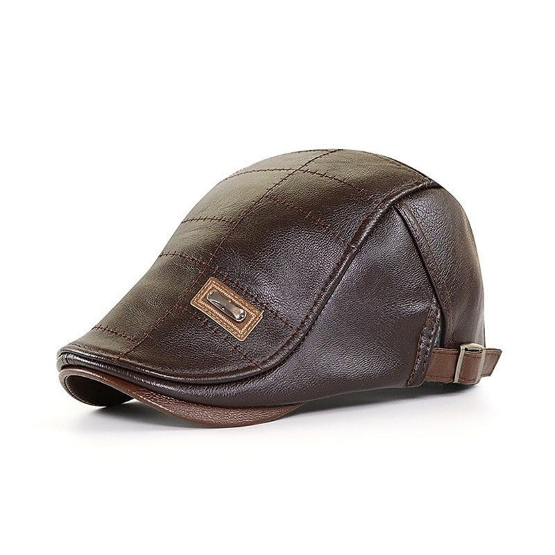 Retroinspirert skinnlue til herre i mørkebrun – flat cap