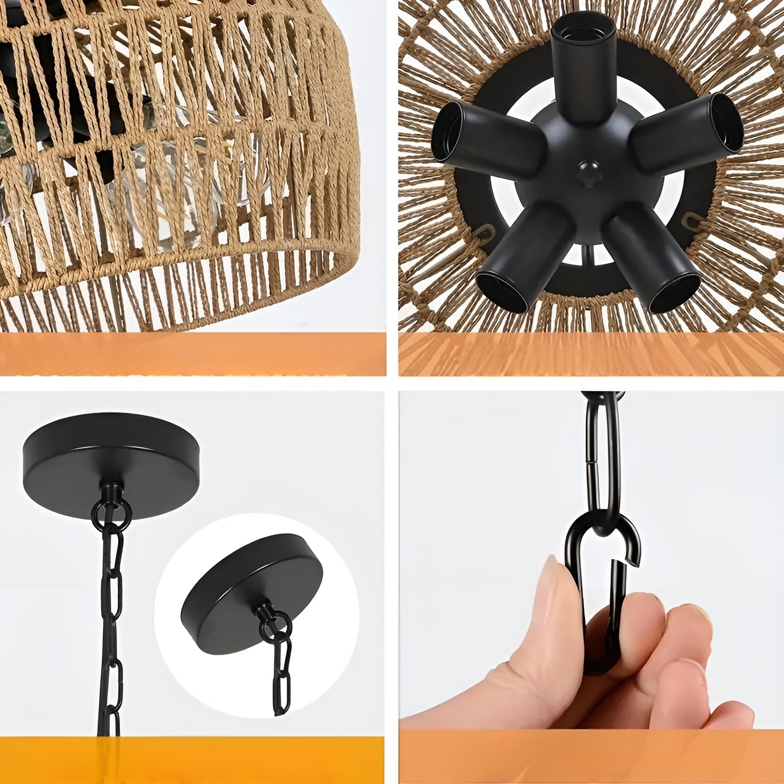 Hengelampe i Rattan – Naturlig og Dekorativ | Perfekt for Kjøkken og Spisestue