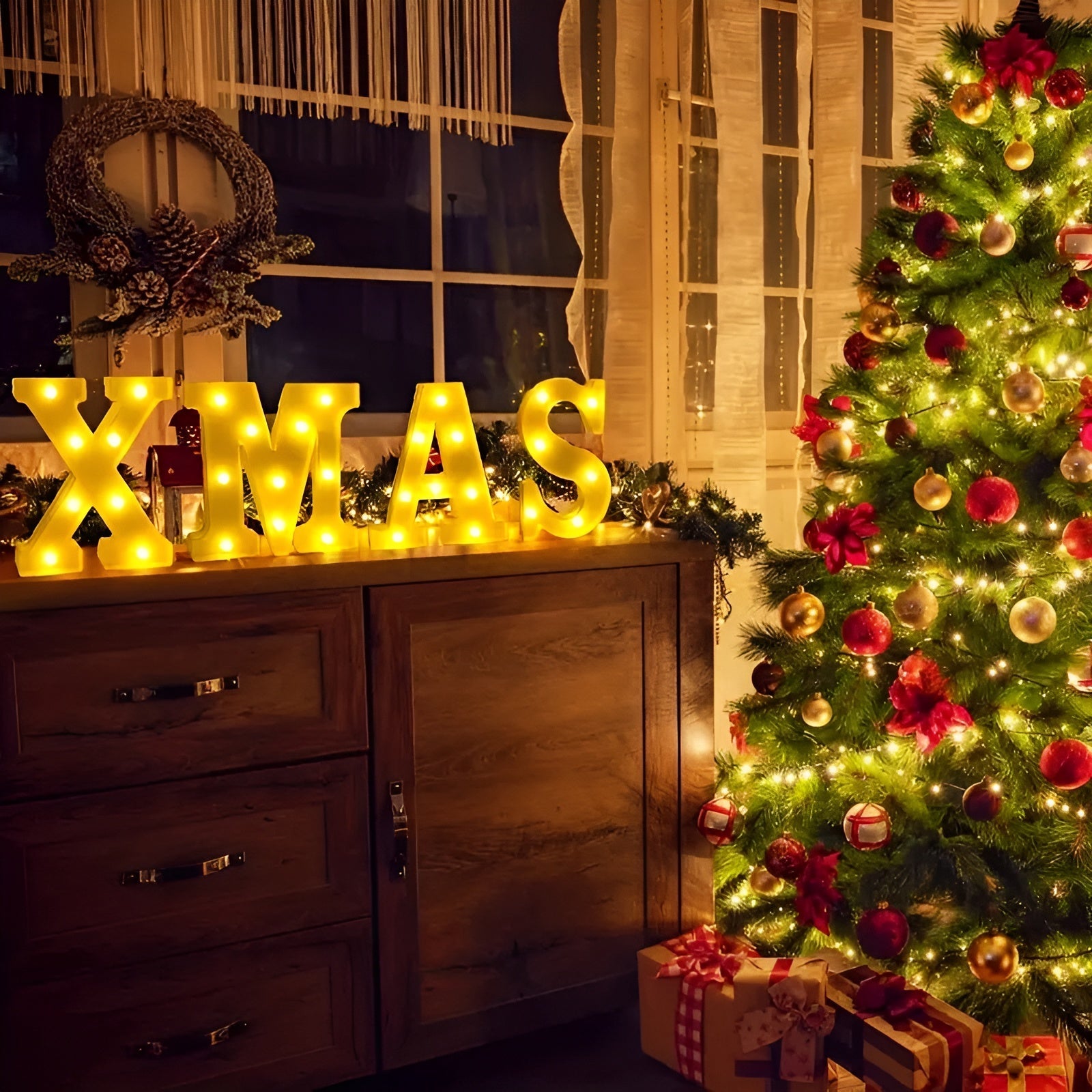 LED Julebokstaver – Varm og Stemningsfull Lysdekor | Batteridrevet for Innendørs Bruk og Julefeiring