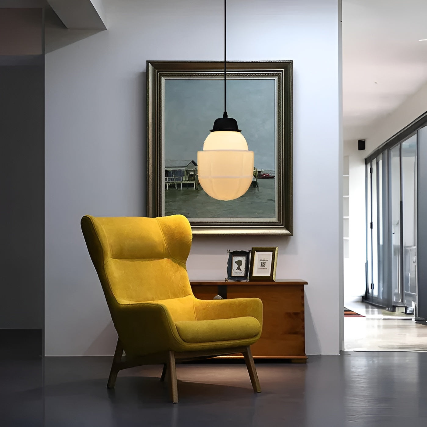 Hengelampe I Frostet Glass - Vintagedesign Med Geometrisk Glass
