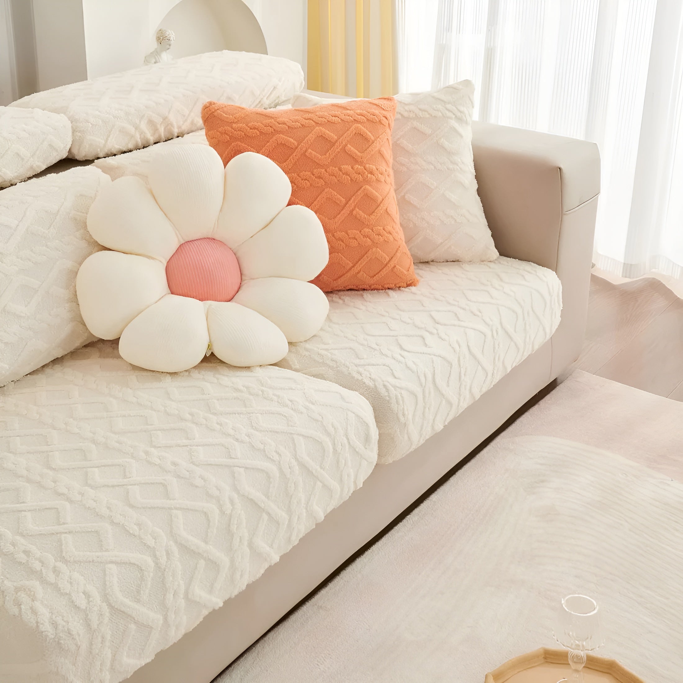 Fløyelssofaovertrekk Med Diamantmønster – Mykt Og Luksuriøst | Passer Perfekt Til Alle Sofaer