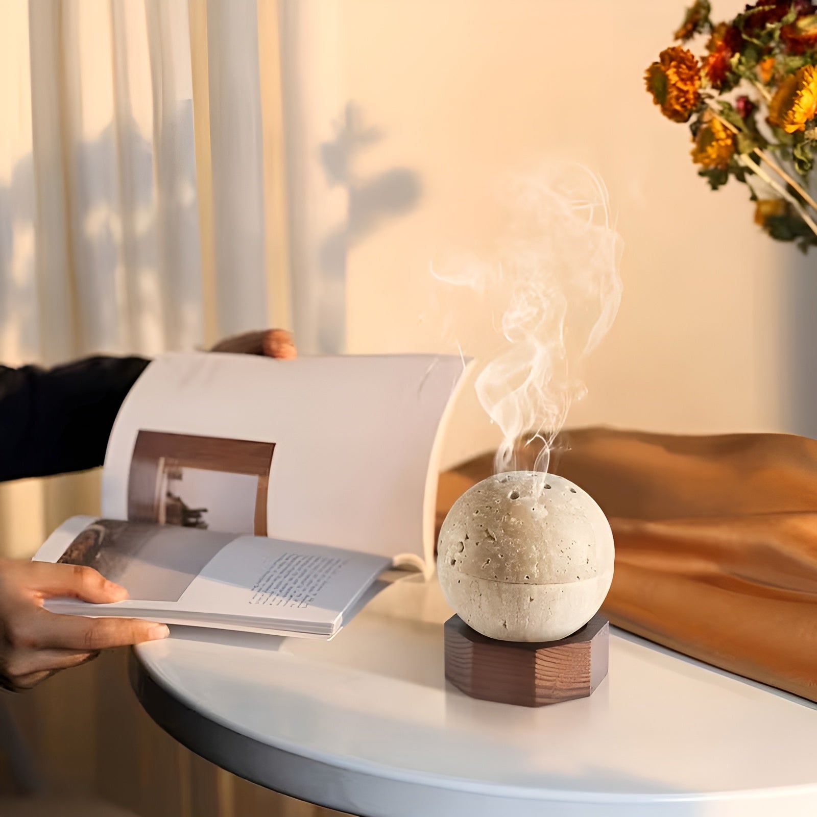 Røkelsesholder i Travertin – Naturlig og Dekorativ | Elegant Stein for Avslappende Atmosfære