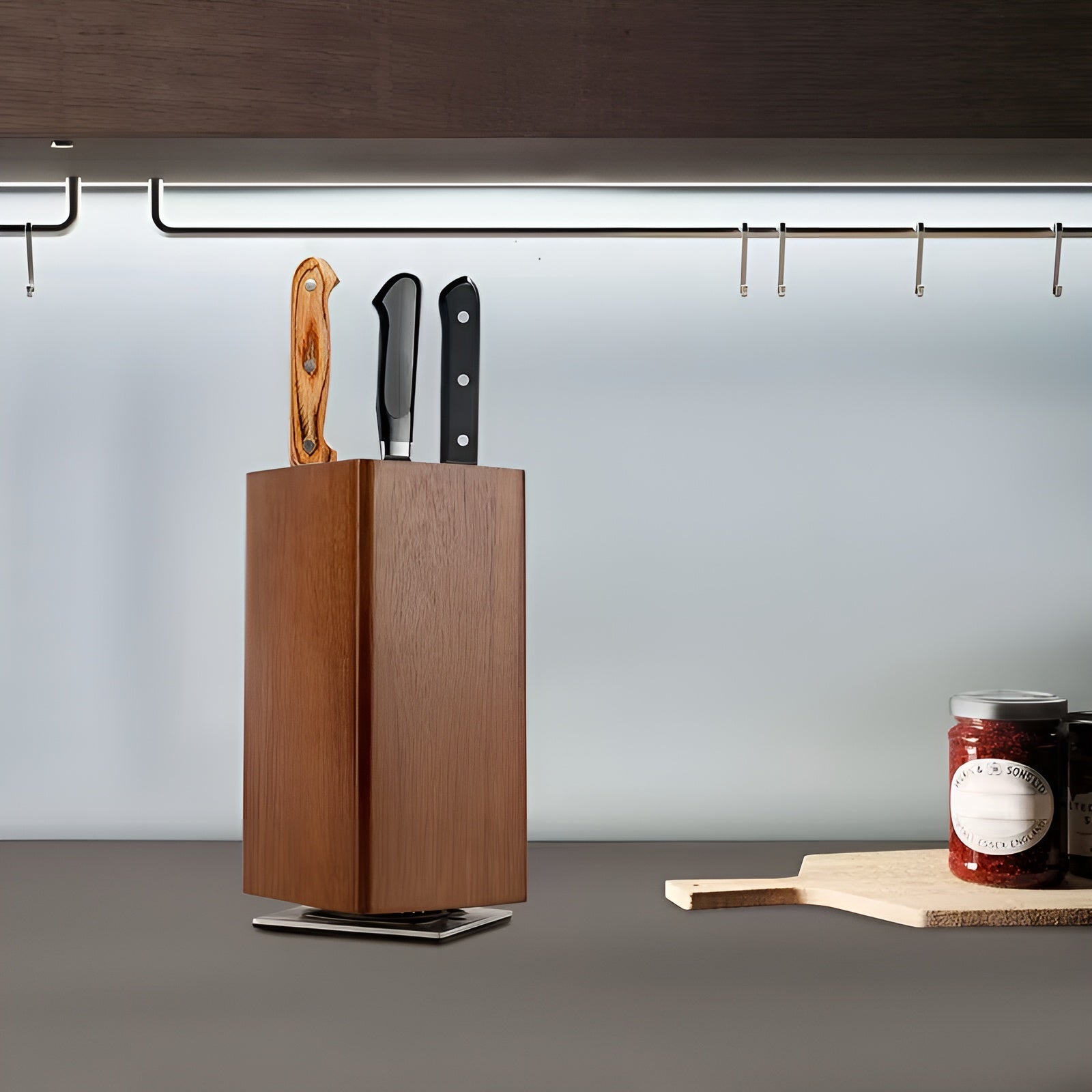 Magnetisk Knivblokk – 360° Roterbar og Plassbesparende | Sikker Knivoppbevaring på Kjøkkenet
