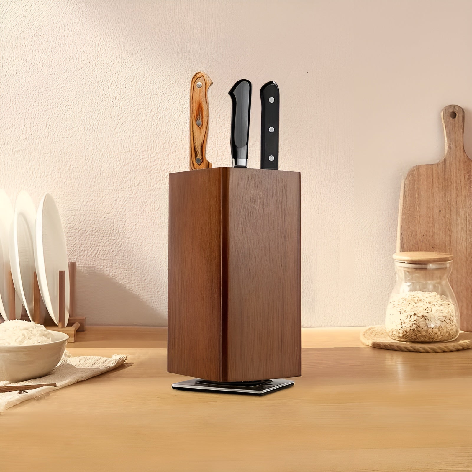 Magnetisk Knivblokk – 360° Roterbar og Plassbesparende | Sikker Knivoppbevaring på Kjøkkenet
