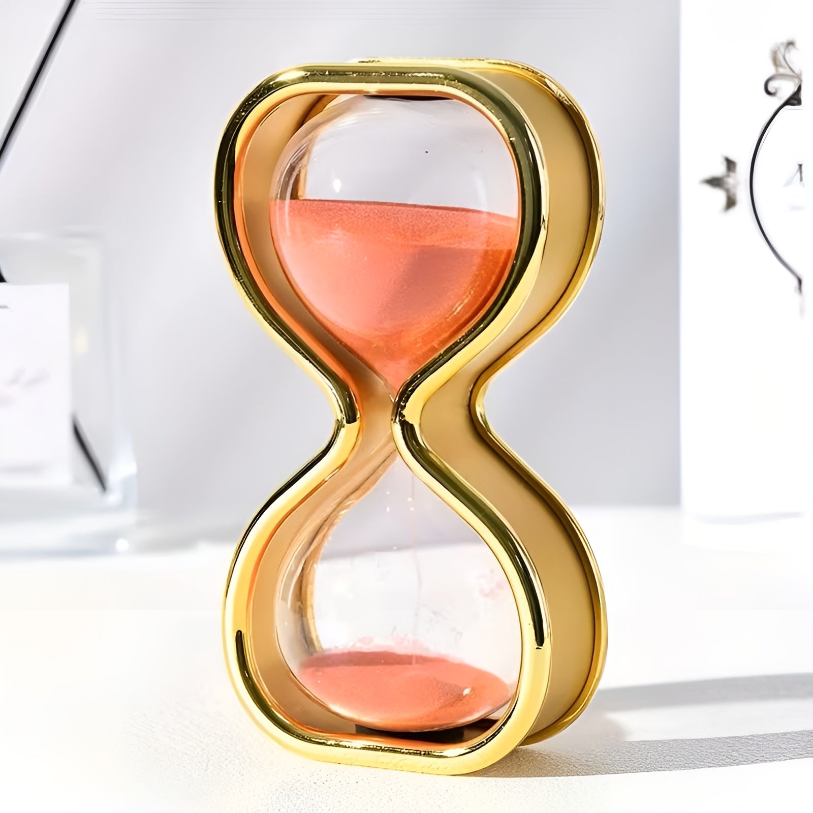 Sandglass med farget sand – Dekorativ og avslappende | Elegant metallramme ca. 30 min - Rosa Sand ca. 30 Minuten