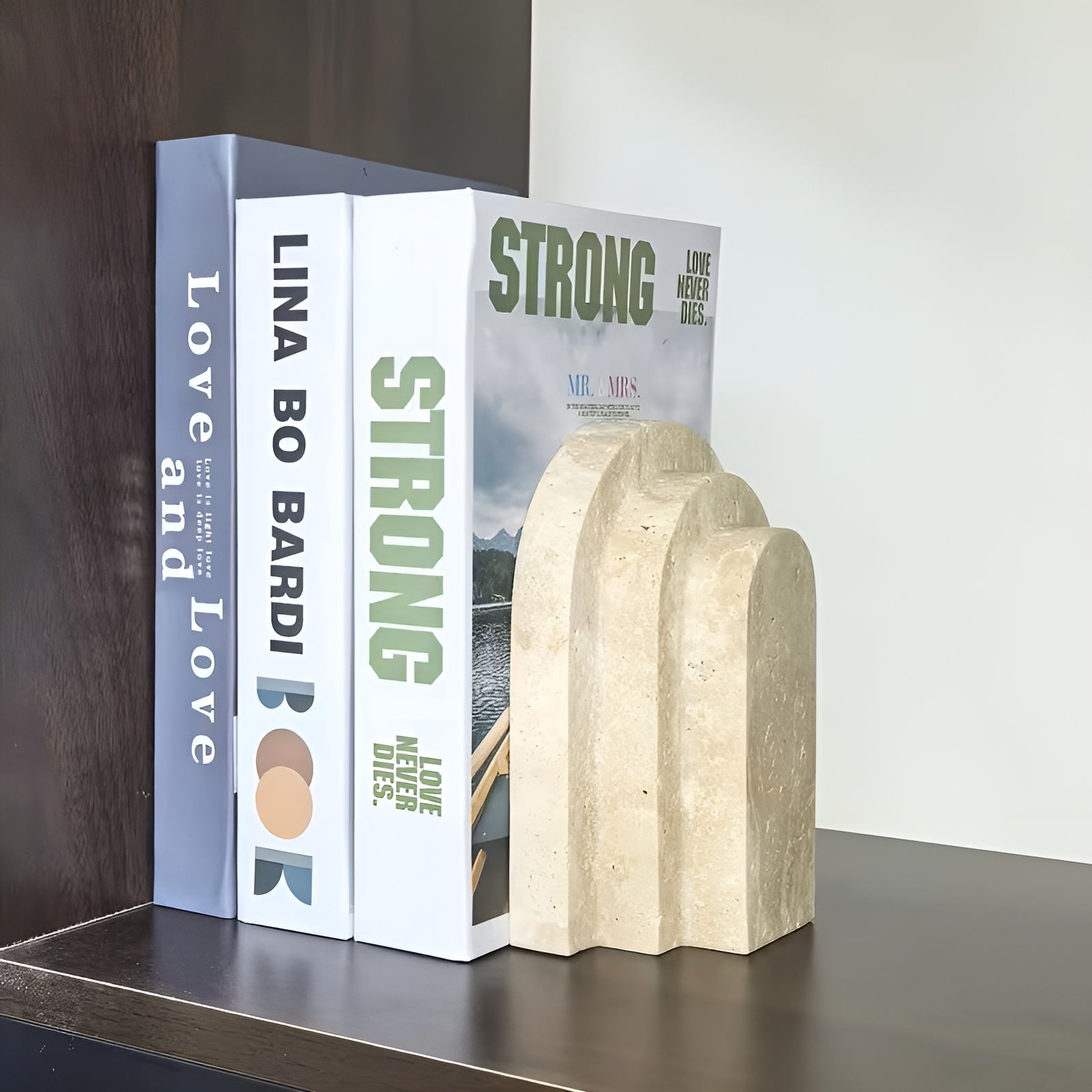 Bokstøtter i Naturmarmor – Massive og Elegante | Sklisikre og Perfekt for Bokhylle