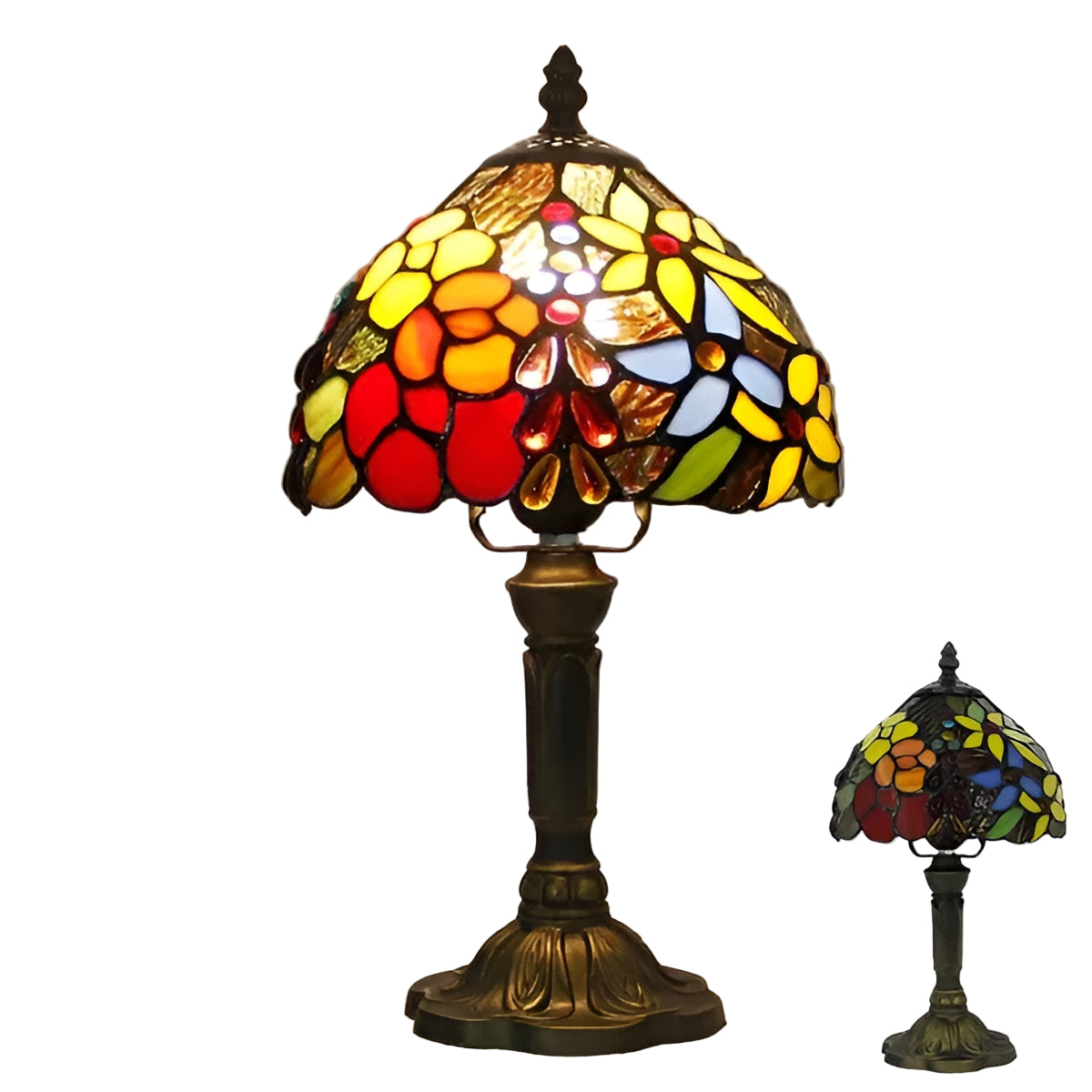 Barocke Tischlampe – Handgefertigt mit Buntglas | Dekorative Beleuchtung für Ihr Zuhause und Ihr Büro