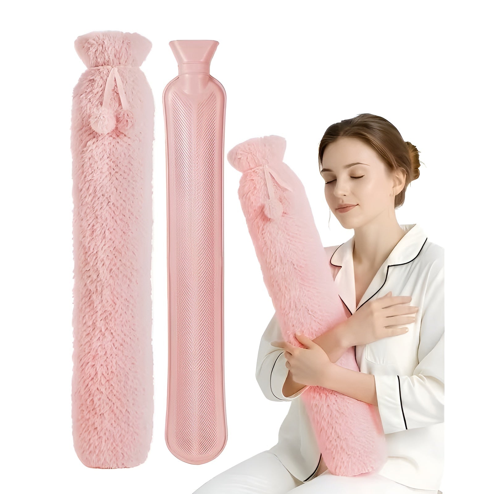 Ekstra Lang Varmtvannsflaske 2 Liter – Ekstra Varm og Koselig | Med Supermykt Fleeceovertrekk