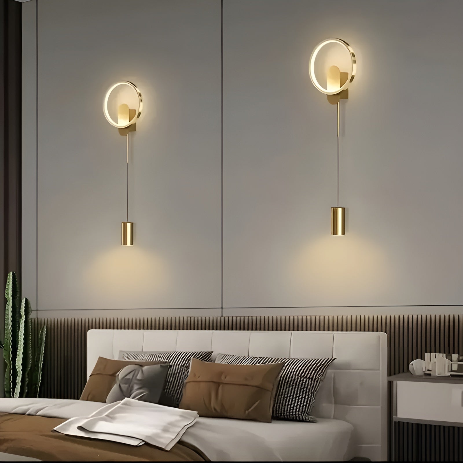 LED Vegglampe – Stilren i Svart og Gull | Dekorativ Belysning for Stue, Soverom og Gang