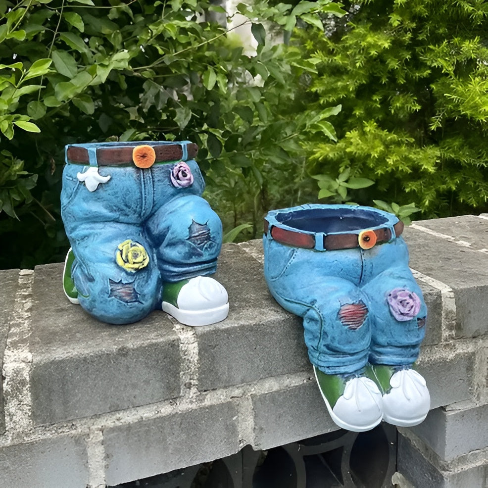 Unik Blomsterpotte i Resin – Denim-inspirert Design | Et Blikkfang for Ethvert Rom