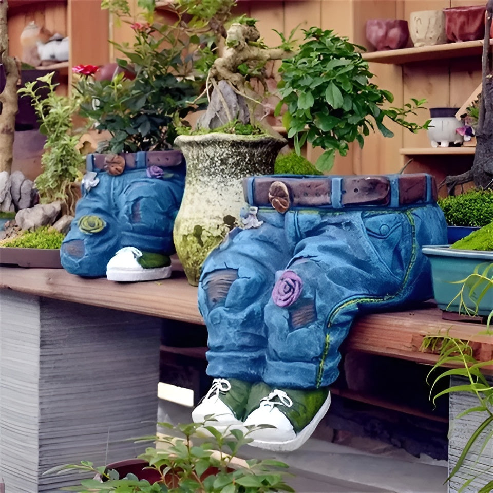Unik Blomsterpotte i Resin – Denim-inspirert Design | Et Blikkfang for Ethvert Rom