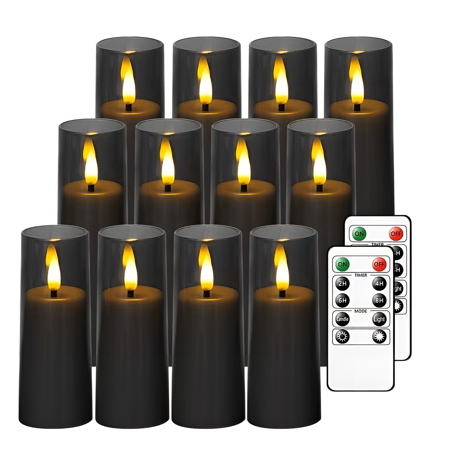 Sett Med 12 Flimrende Led-lys – Stemningsfull Belysning Uten Brannfare | Med Fjernkontroll Og Timer