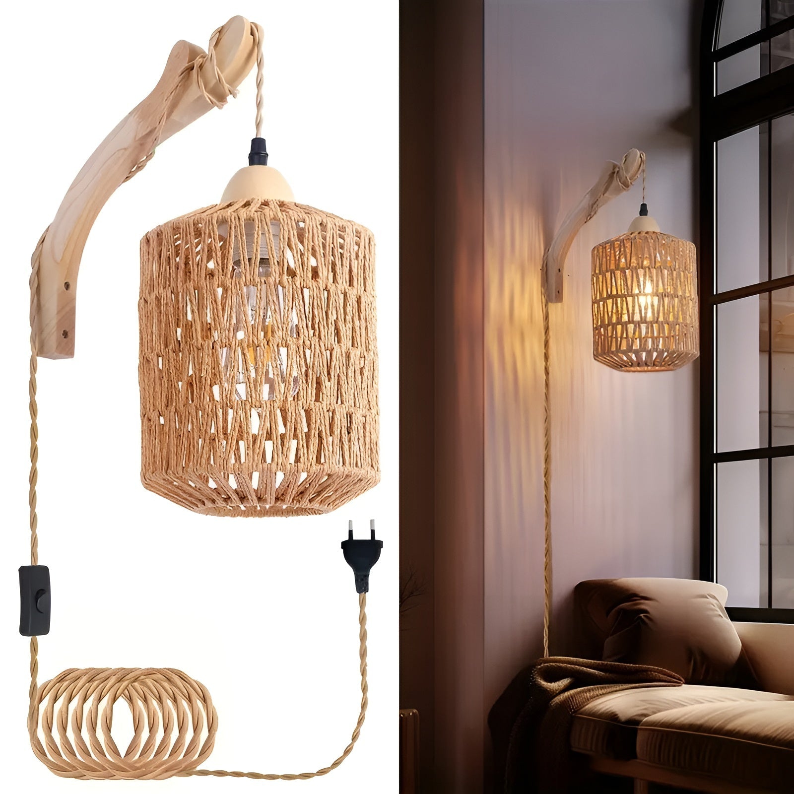 Taklampe i Boho-stil – Håndvevd i Naturfibre | Perfekt for Spisestue og Soverom
