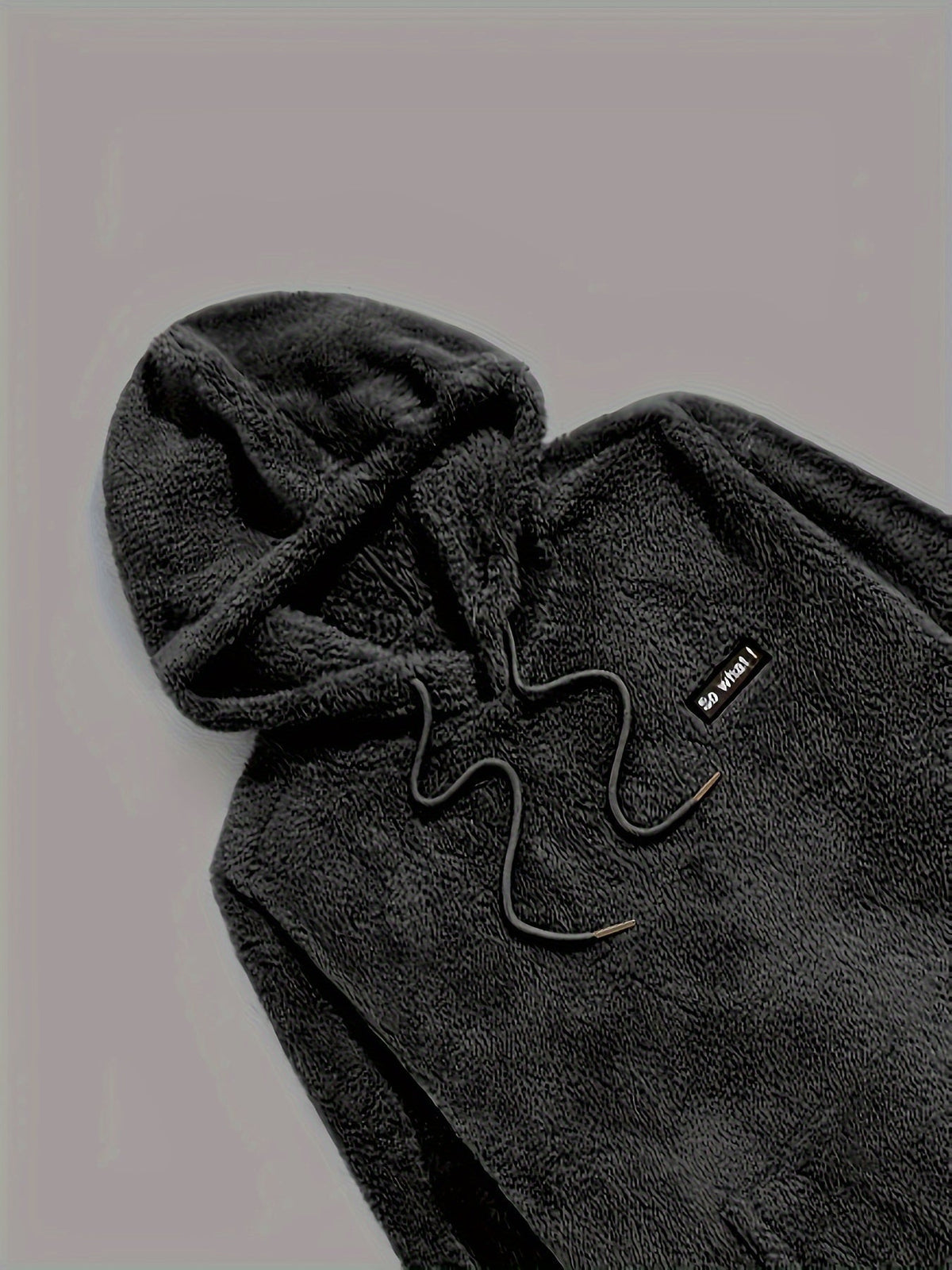 Teddy fleece pyjamas herre – svart 2-delt vinterset forfra