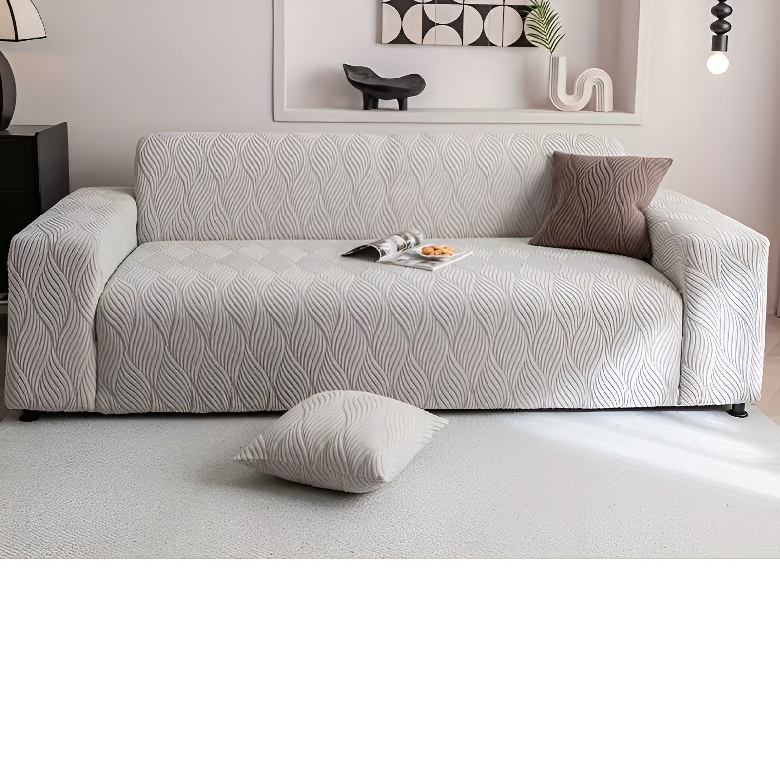 Elastischer Sofabezug aus Fleece – Weich und Gemütlich | Jacquard-Struktur, Perfekt für Sofa & Wohnraum