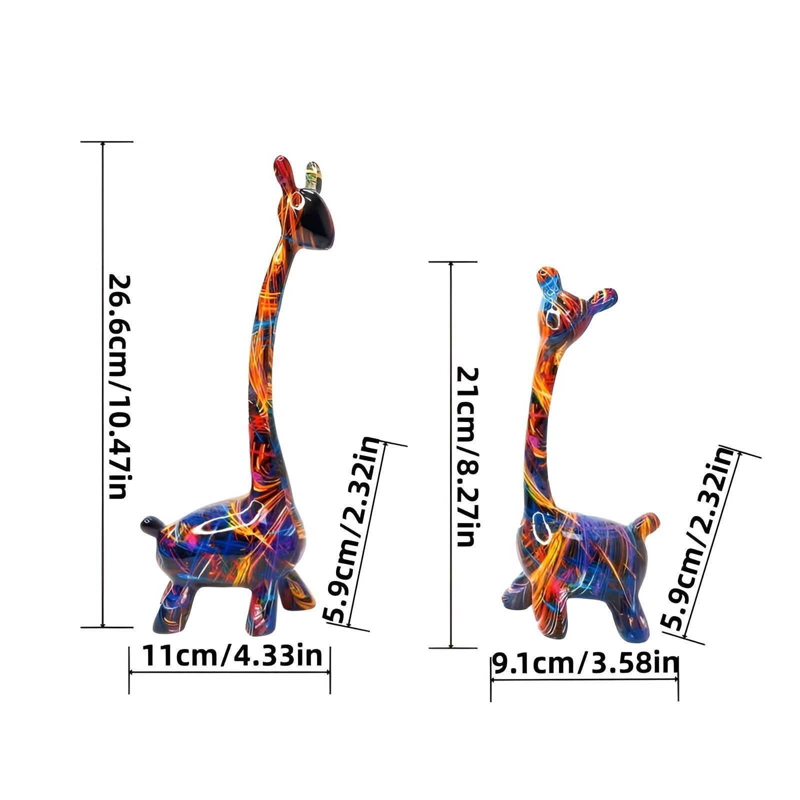 Fargerik Giraffigur – Kreativ Dyrepynt Av Harpiks | Dekorativ Og Moderne