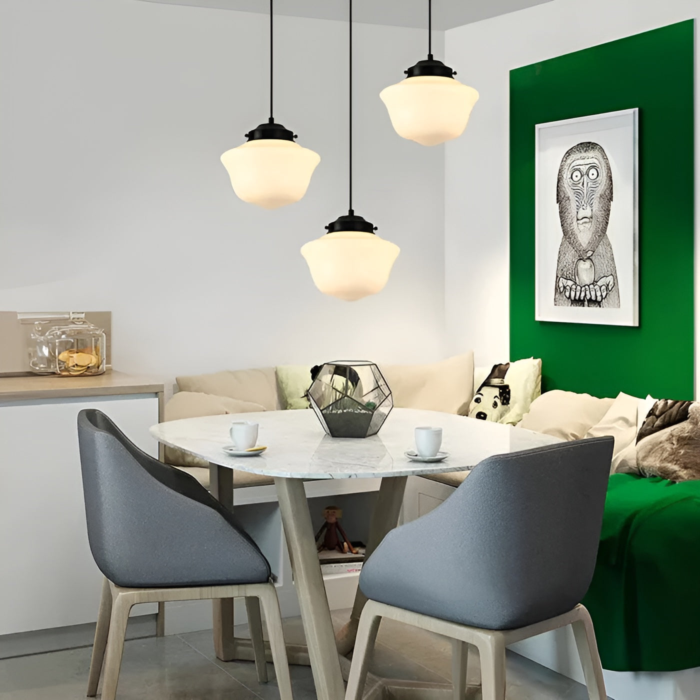 Hengelampe I Frostet Glass - Vintagedesign Med Geometrisk Glass