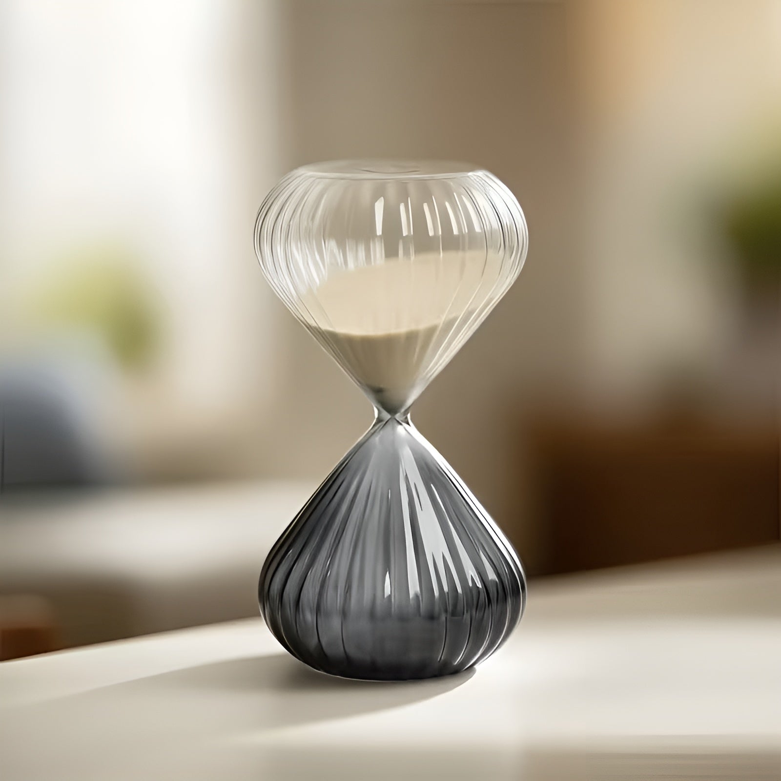 Timeglass med Grå Striper – Dekorativt og Avslappende | 15 eller 30 Minutter for Hjem og Kontor