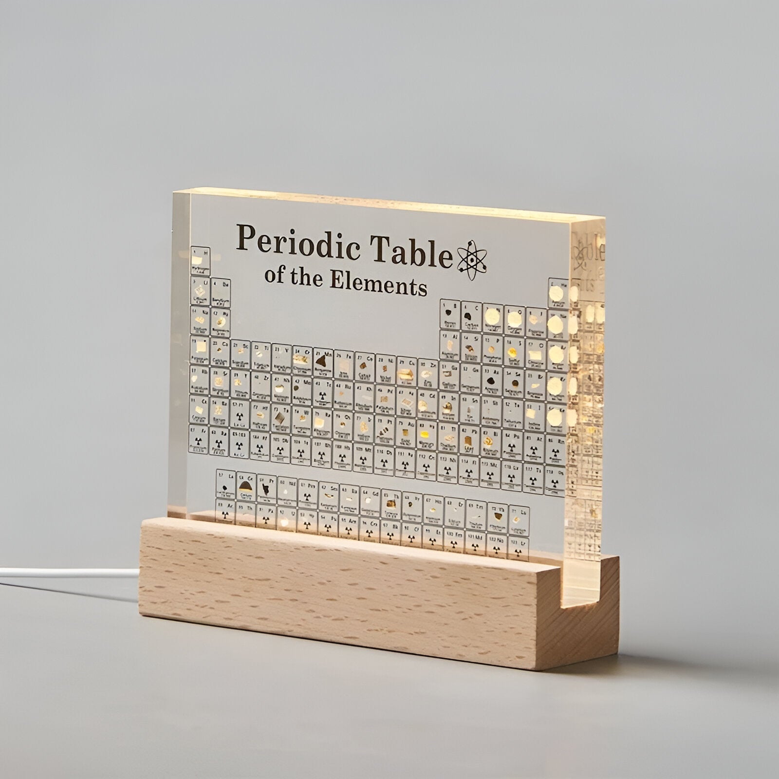 Periodesystem i Akryl – Dekorativt Display med Ekte Kjemiske Elementer