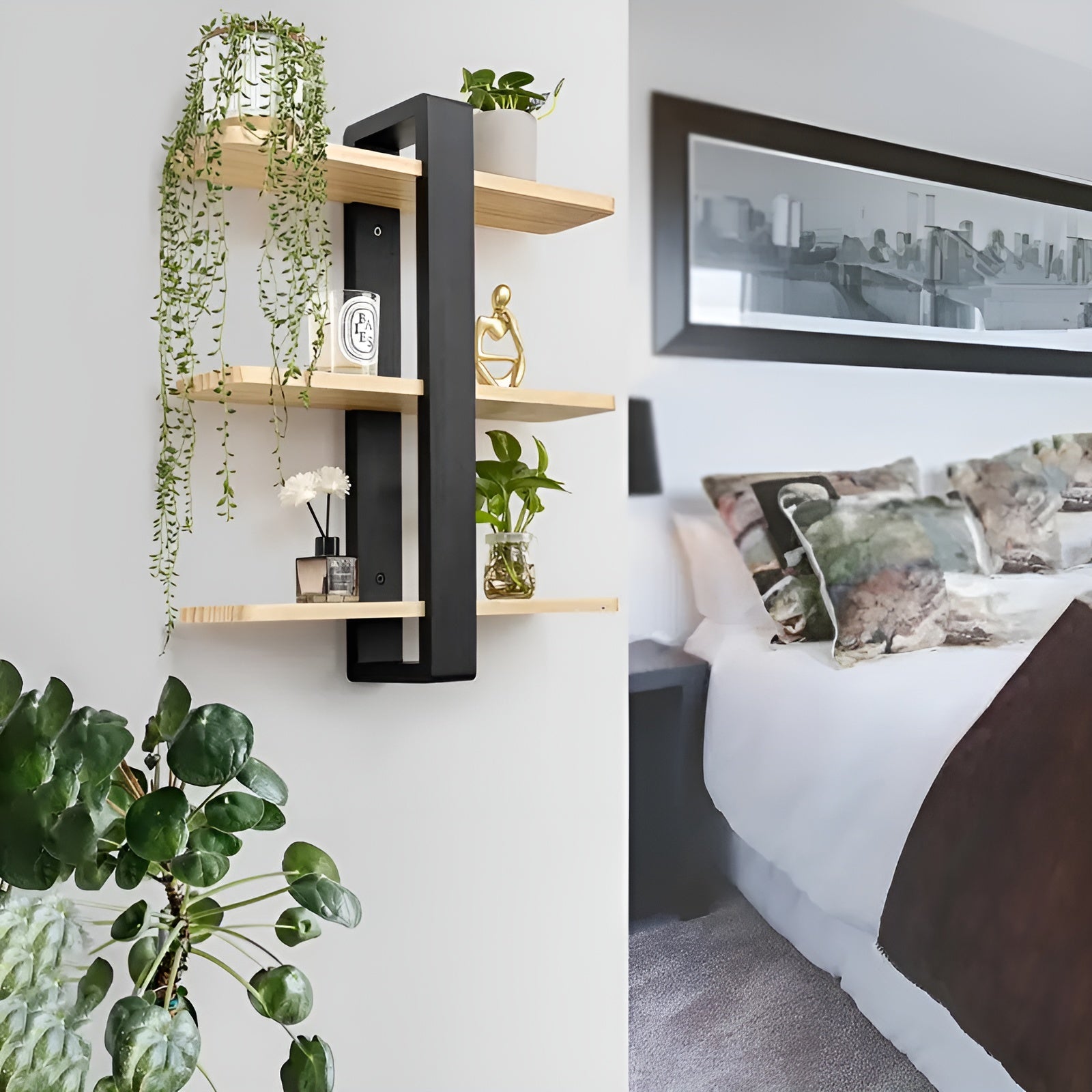 Vegghylle i Furu – 3 Hyller og Solid | Perfekt for Hjemmeinnredning