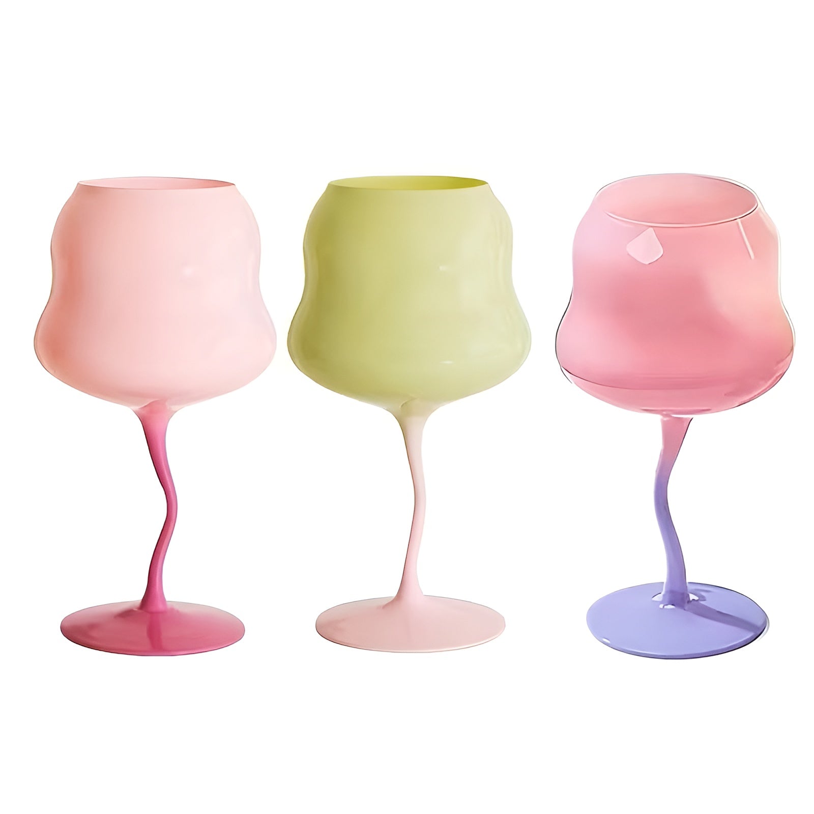 3er Set Bunte Whiskygläser 500 ml – Vintage Design mit Drehstruktur | Große Cocktail- & Weingläser für Party & Geschenk