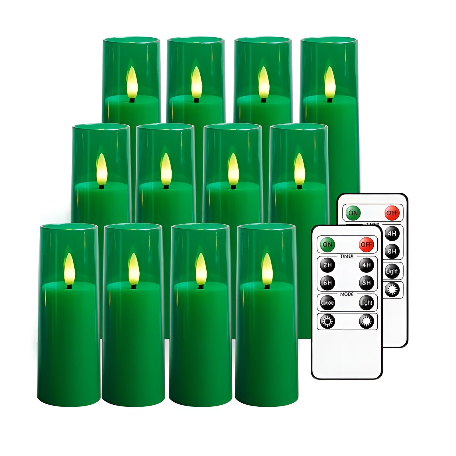 Sett Med 12 Flimrende Led-lys – Stemningsfull Belysning Uten Brannfare | Med Fjernkontroll Og Timer