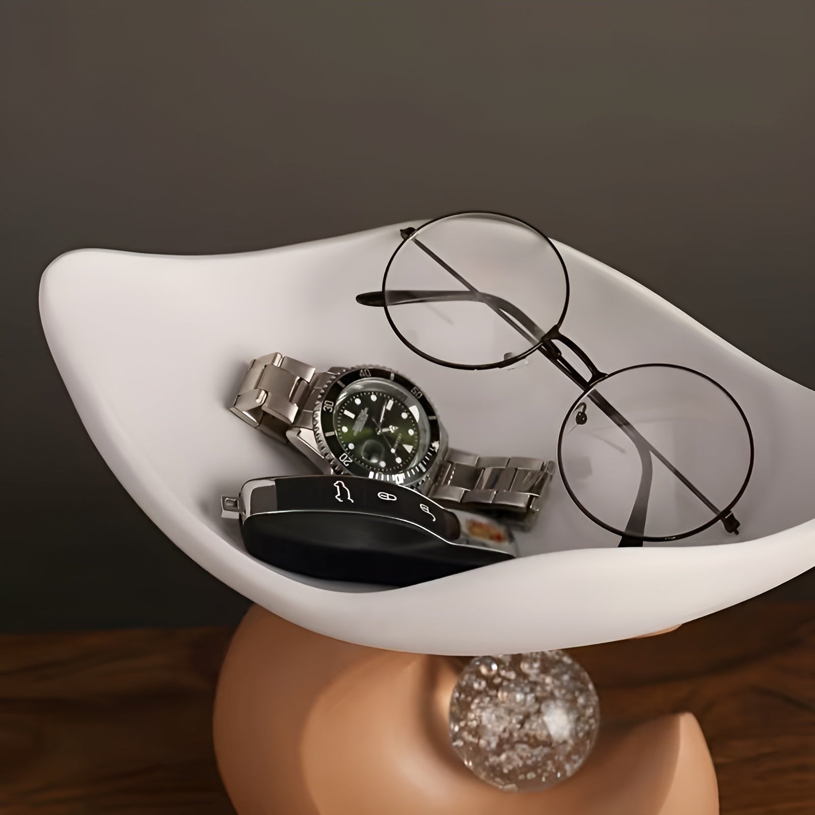 Organiseringsbrett Laget Av Syntetisk Harpiks – Moderne Bølgedesign | Stilig Oppbevaring For Nøkler, Briller Og Smykker