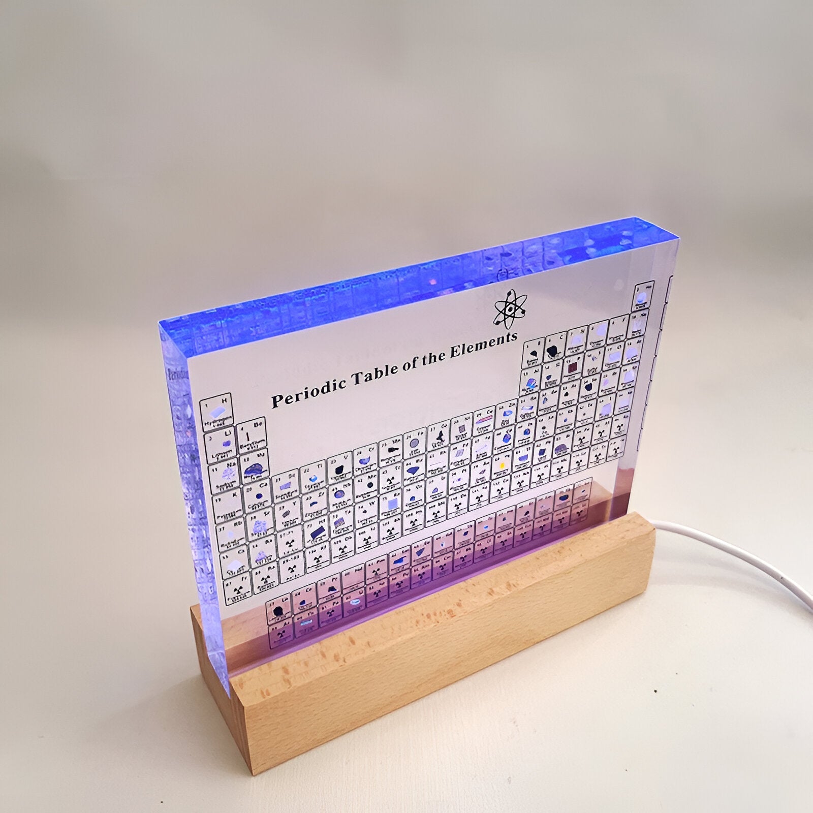 Periodesystem i Akryl – Dekorativt Display med Ekte Kjemiske Elementer