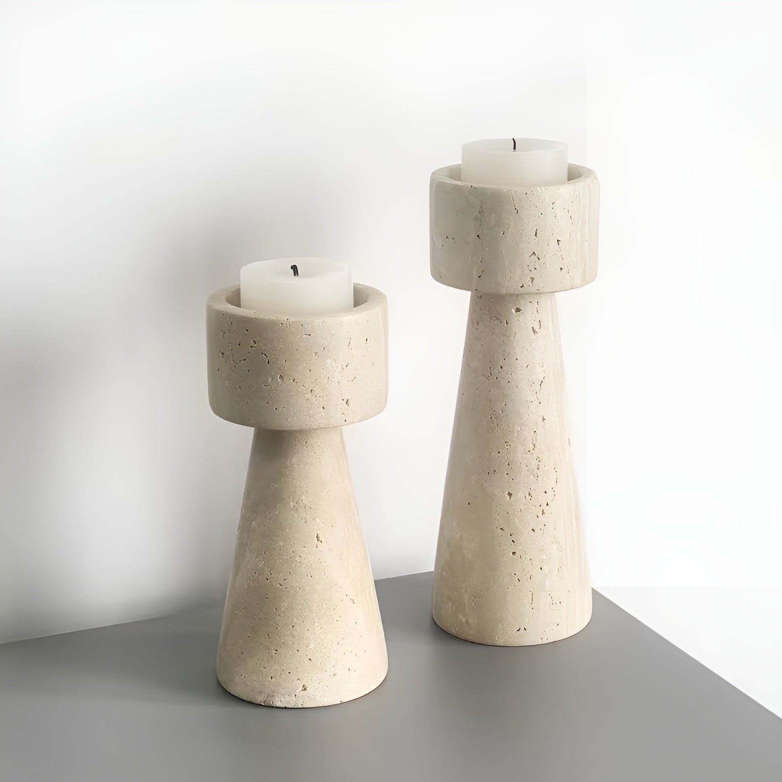 Marmorkerzenholder i Naturstein – Elegant og Dekorativ | Perfekt for Bord Bryllup og Hjem - Lysholdere