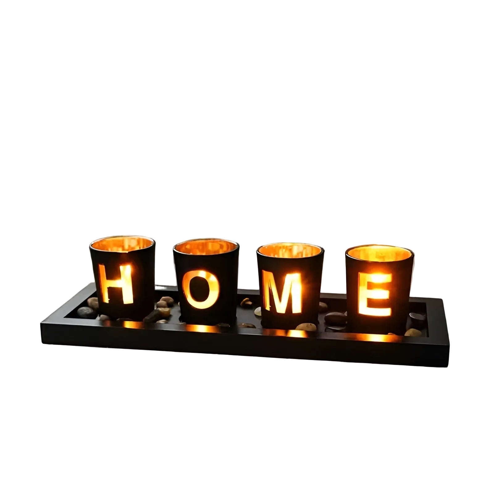 Glasslysestake med Tresokkel – Dekorativ og Lun Stemning | Perfekt for Telys og Hjemmedekor