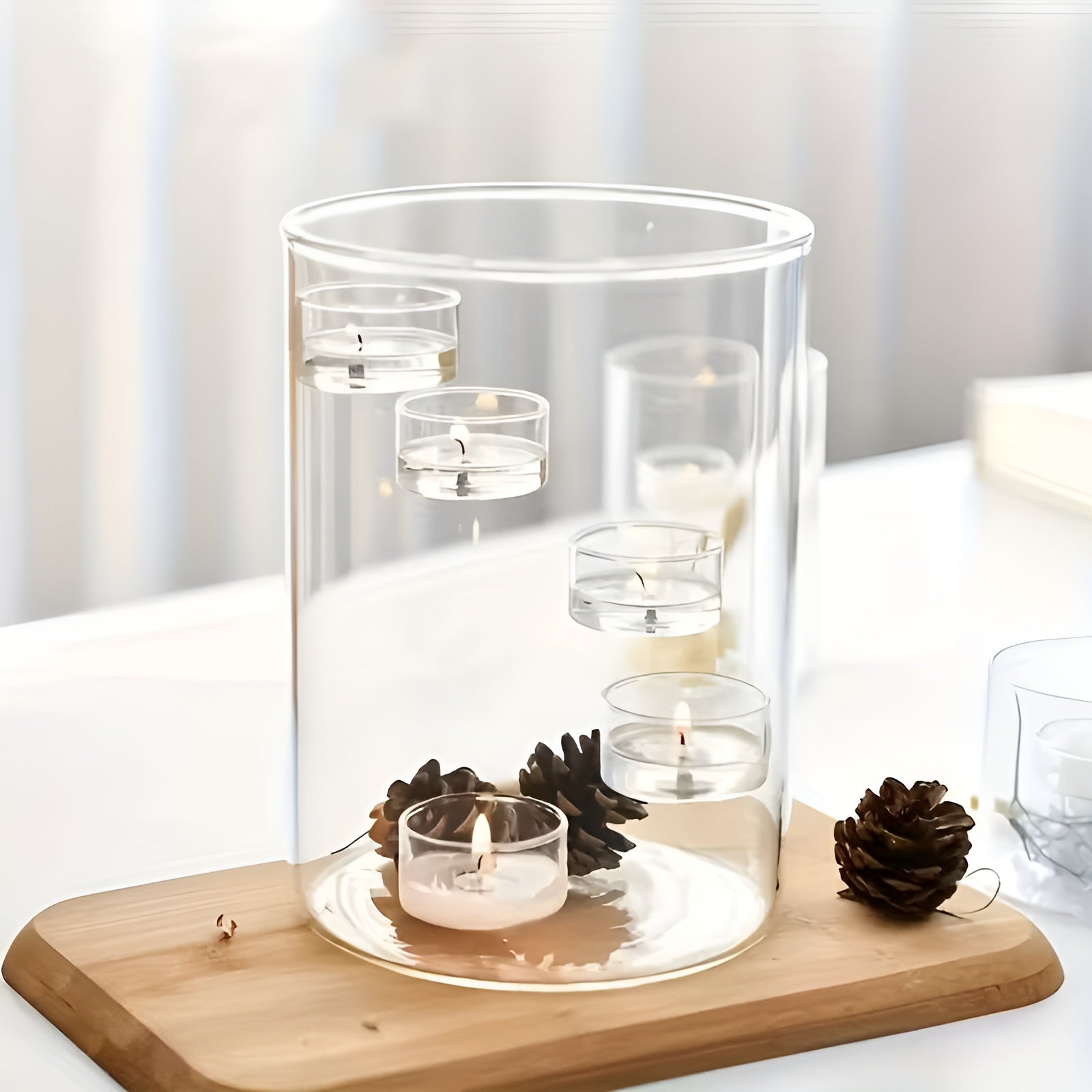 Stor Roterbar Lysestake i Glass – Elegant og Dekorativ | Perfekt som Borddekorasjon - Lysholdere