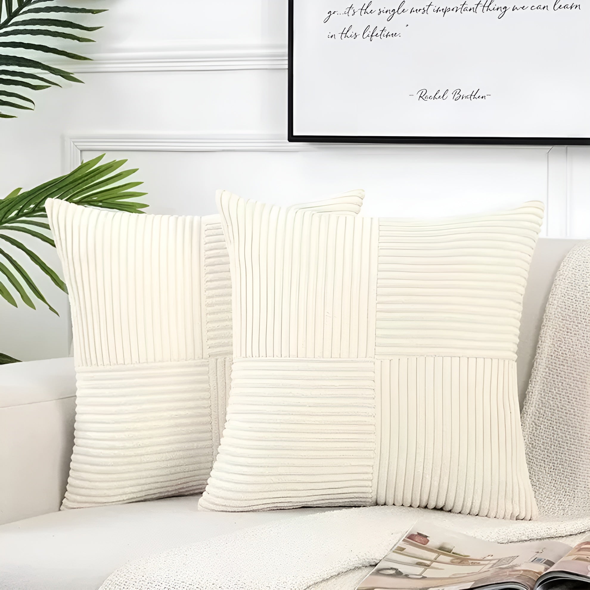 Dekorativ Sofapute – Myk i Premium Kvalitet | Koselig og Stilfull for Sofa og Stue - Hvit / 45x45 cm - Pynteputer