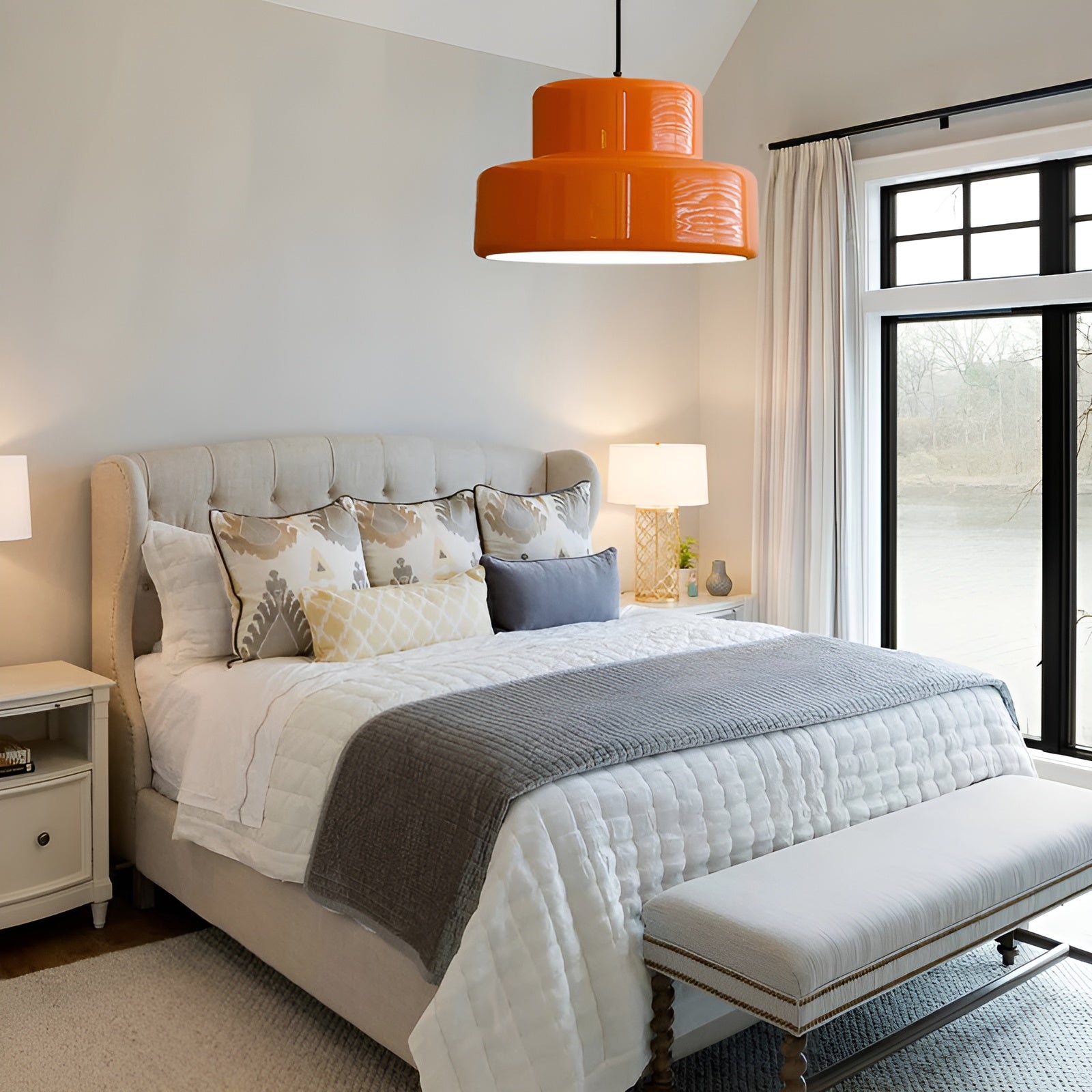 Bauhaus Hengende Lampe – Vintage-look I Oransje | Stilig Pendellampe Til Hjemmet Ditt