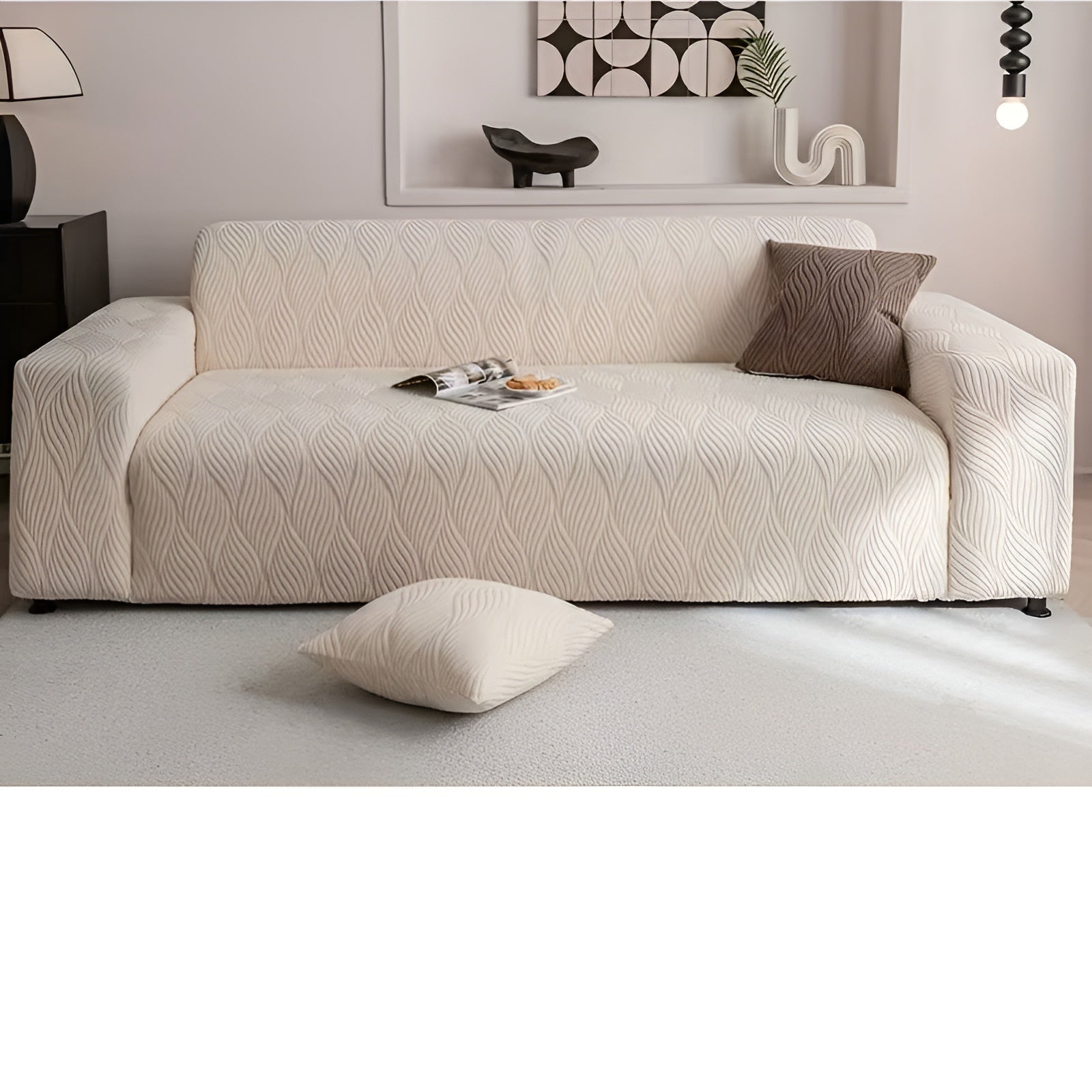 Elastischer Sofabezug aus Fleece – Weich und Gemütlich | Jacquard-Struktur, Perfekt für Sofa & Wohnraum