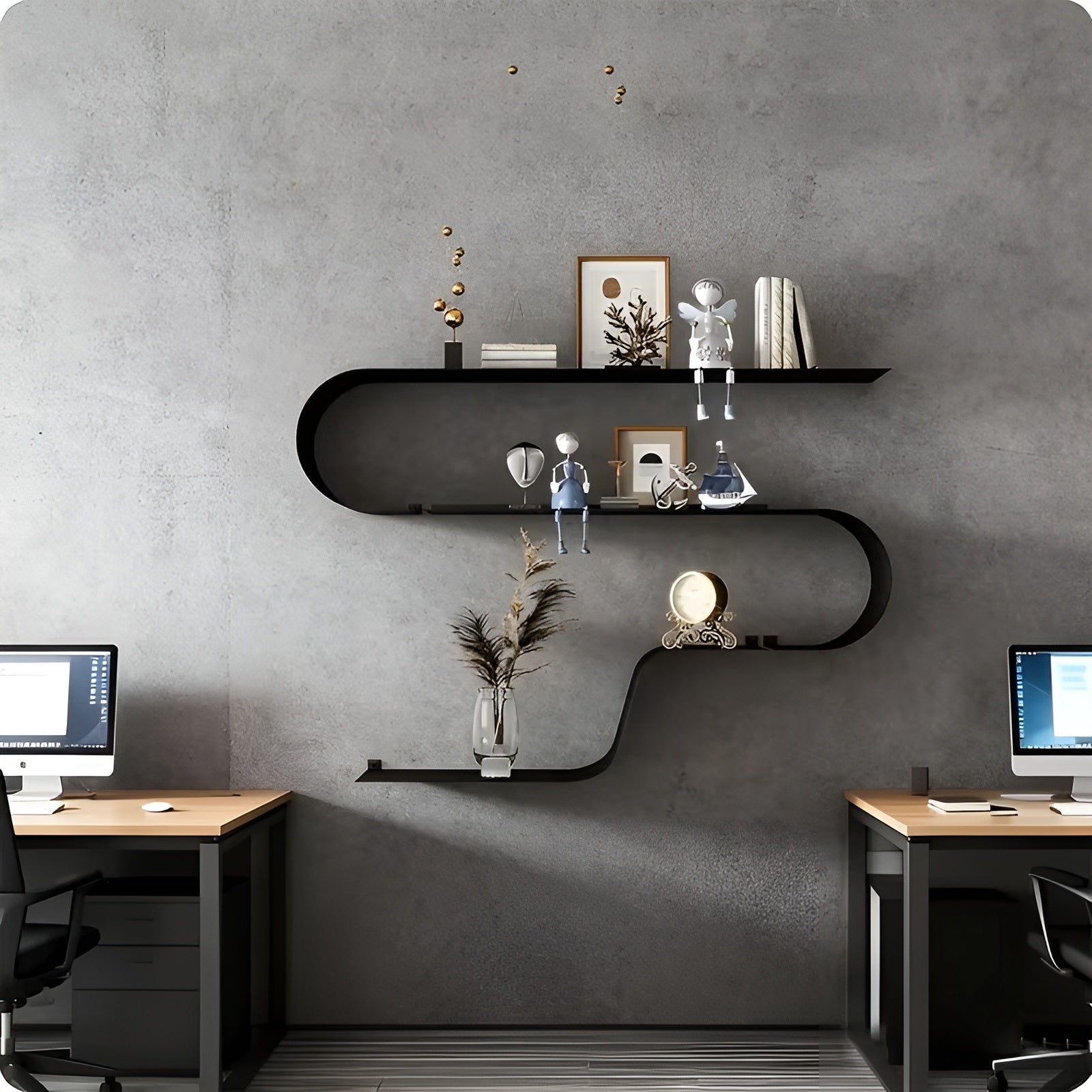 Svevende Vegghyller i Metall (3-pk) – Moderne og Ekstra Stabile | Perfekt for Stue og Kjøkken