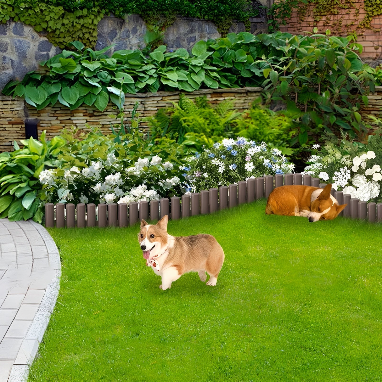 Plastkant Til Blomsterbed I Treoptikk – Fleksibel Hagegjerde Med Jordspyd | Dekorativ Kant Til Blomsterbed Og Stier