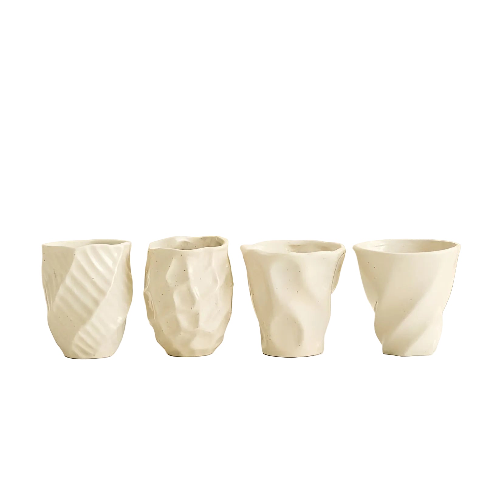 Sett Med 4 Keramiske Kopper I Rosa Og Kremhvit – Håndlagde Og Dekorative | Perfekte For Kjøkkenet Og Bordet