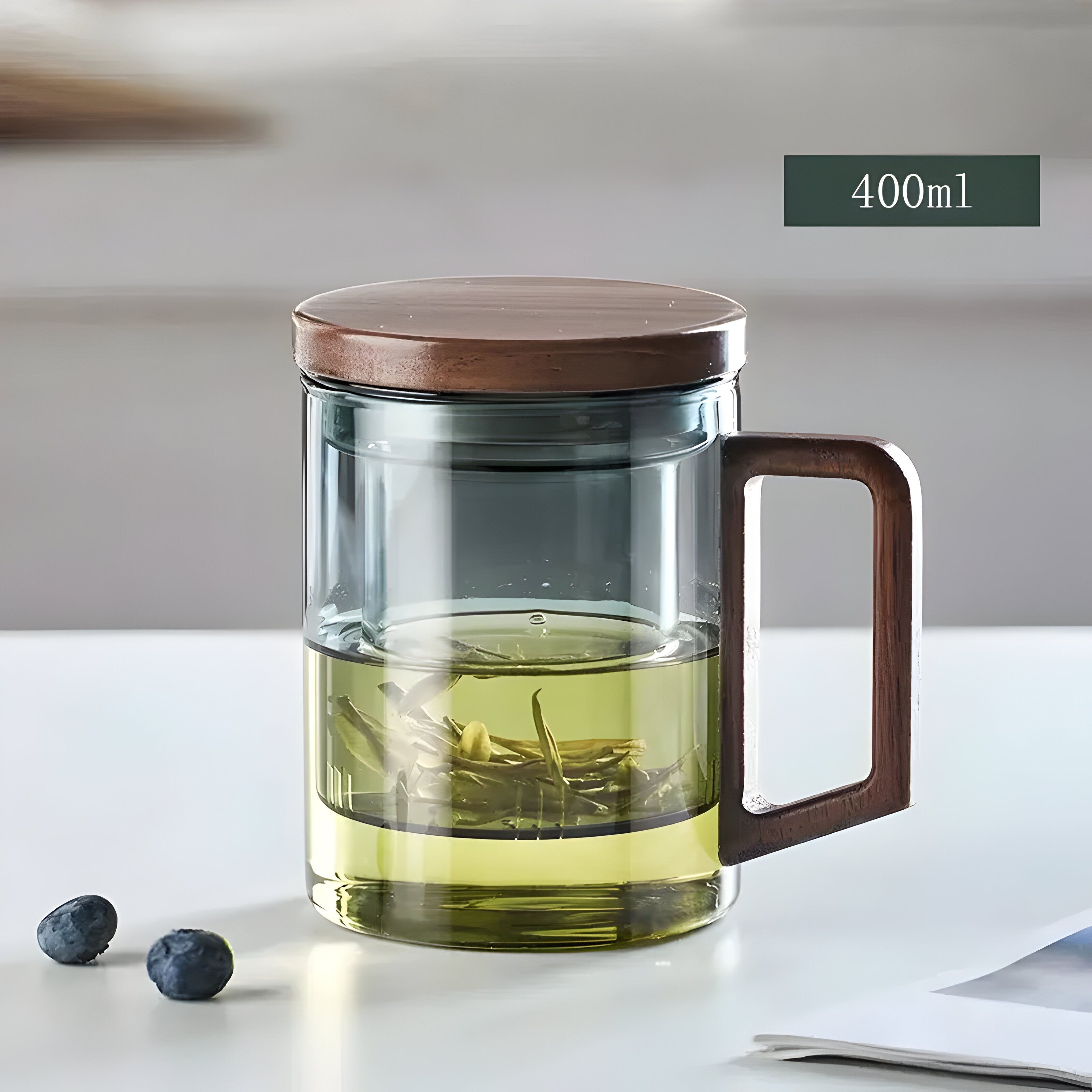 Hitzebeständige Glasteetasse- Premium Tepotte for Hjem og Kontor med Filter og Lokk