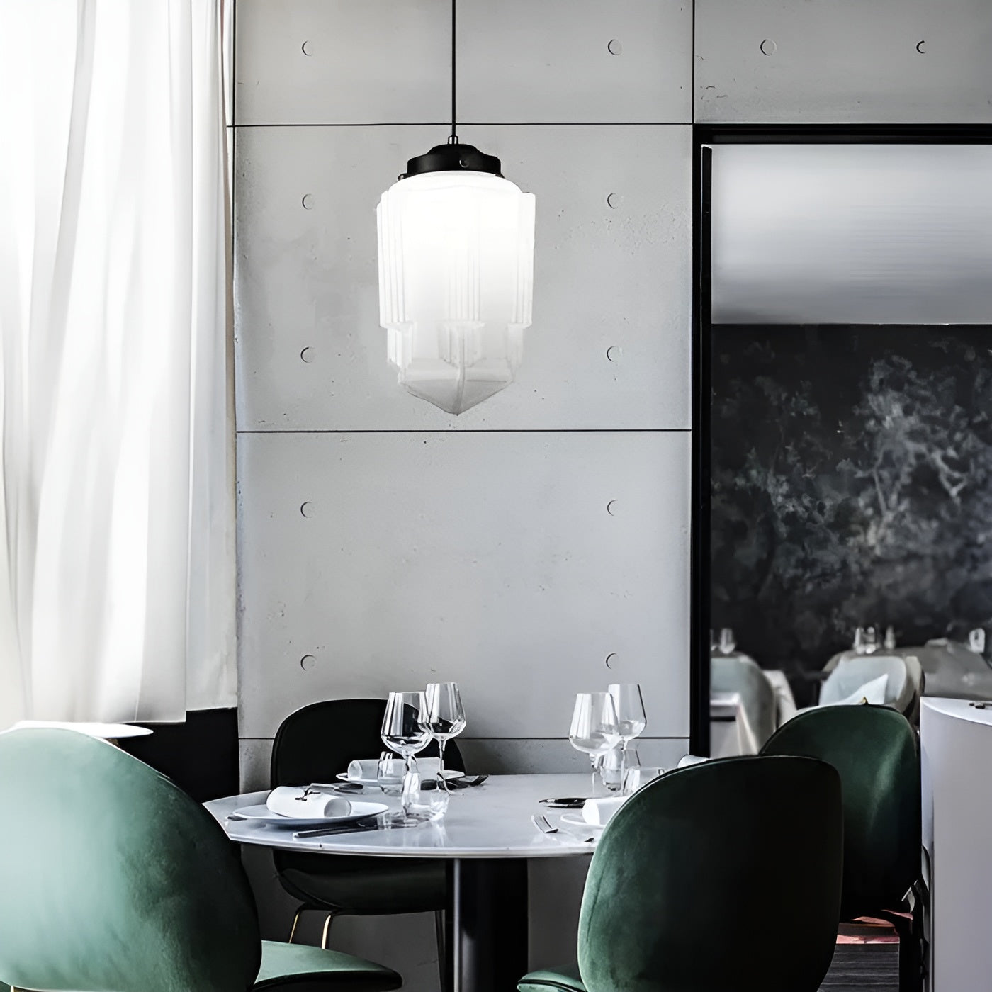Hengelampe I Frostet Glass - Vintagedesign Med Geometrisk Glass
