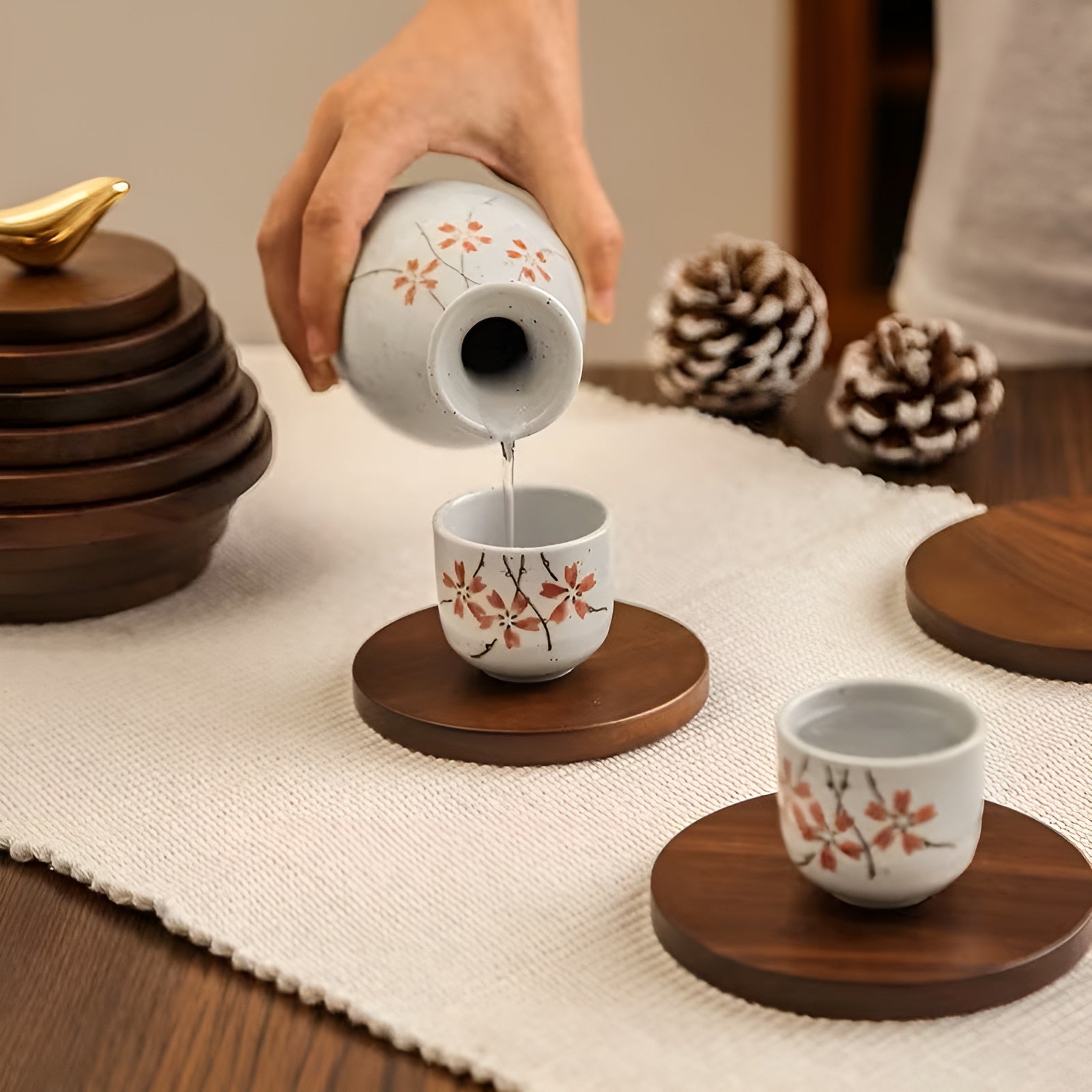 Walnuss-Holz Untersetzer – Hitzebeständig & Anti-Verbrühung | Ideal für Tassen, Gläser und Töpfe