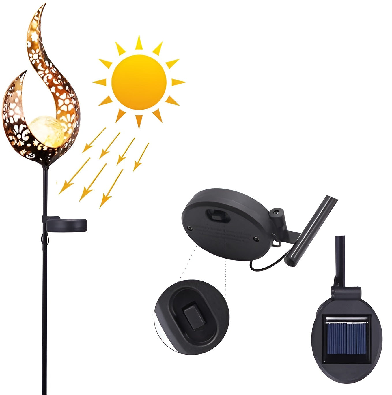 Solcellelampe i Metall – Gir Varmt og Koselig Lys | Perfekt for Terrasse og Hage - Belysning for gangstier