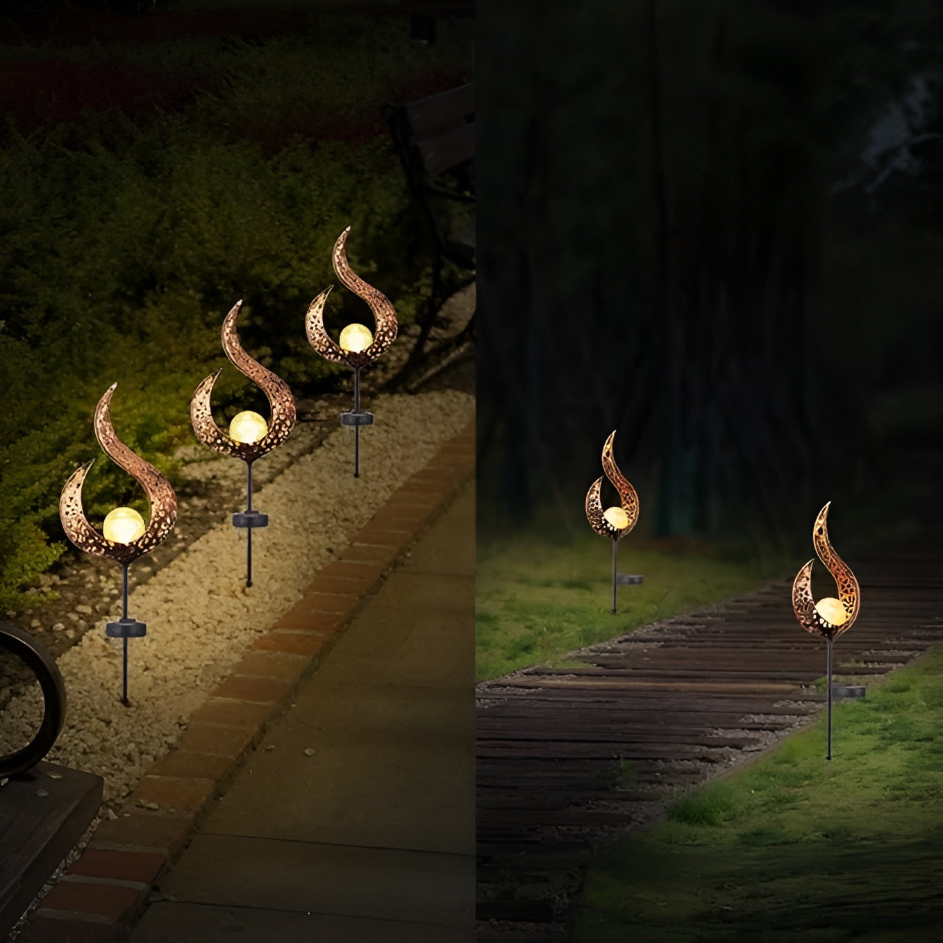 Solcellelampe i Metall – Gir Varmt og Koselig Lys | Perfekt for Terrasse og Hage - Belysning for gangstier