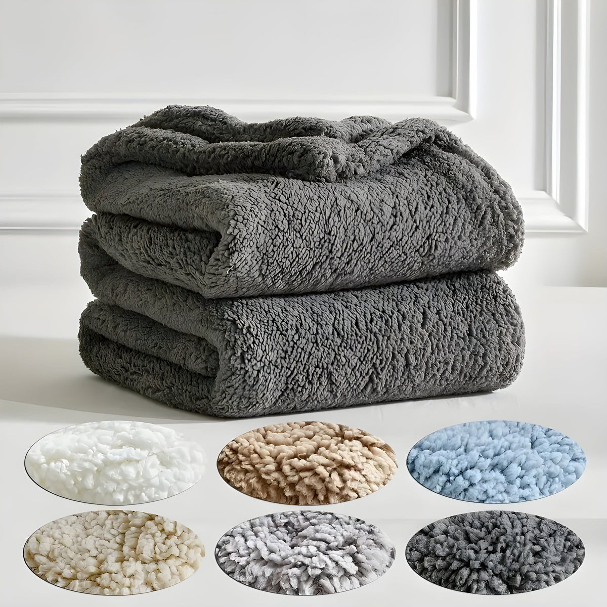 DoubleCozy Pledd – Avslappet Dobbeltsidig Sherpa-fleecepledd