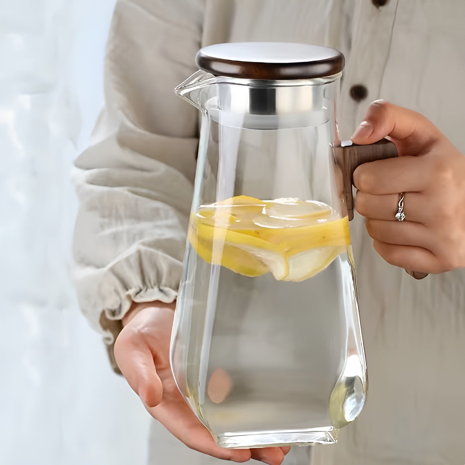 Glasskanne med Stor Kapasitet – Varmebestandig og Slitesterk | Perfekt for Vann og Juice - Transparent