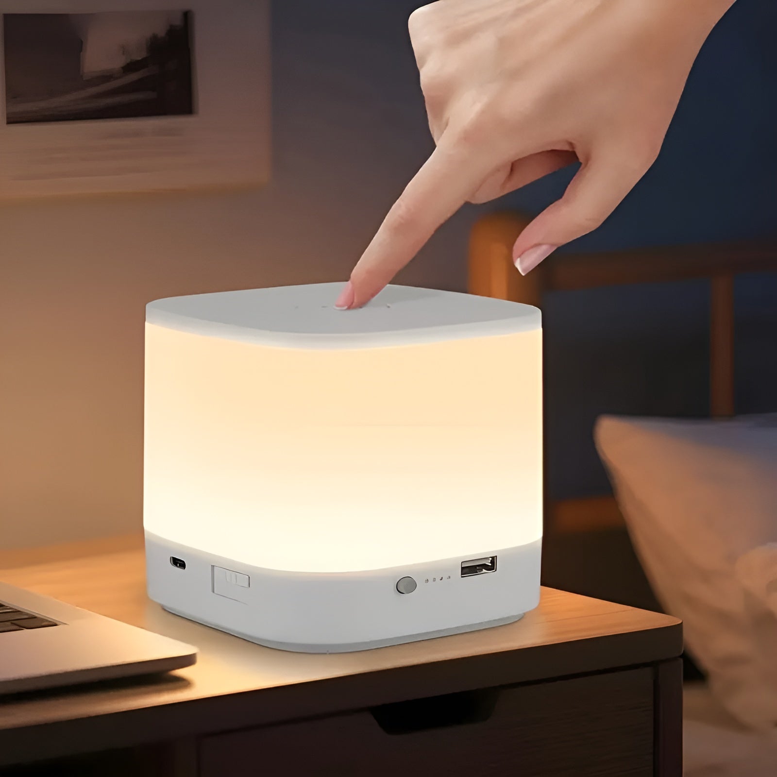 Led-bordlampe Med Berøringsdimmer – Justerbar Lysstyrke Og Fargetemperatur | Usb-lading, Timer, Ideell For Soverommet