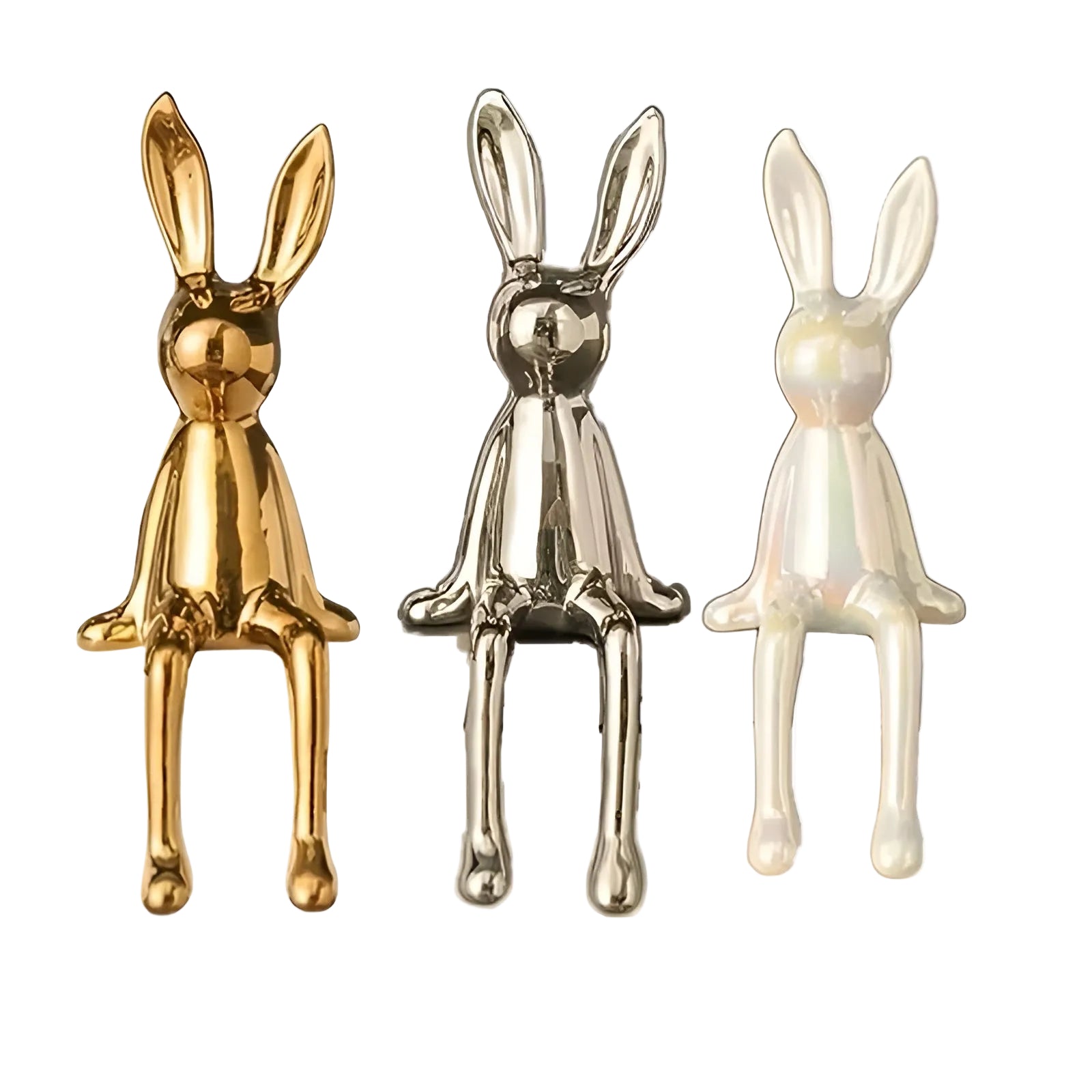 Sittende Kaninfigur i Keramikk (2–3 stk) – Søt og Dekorativ | Perfekt til Påske, Hjem og Kontor