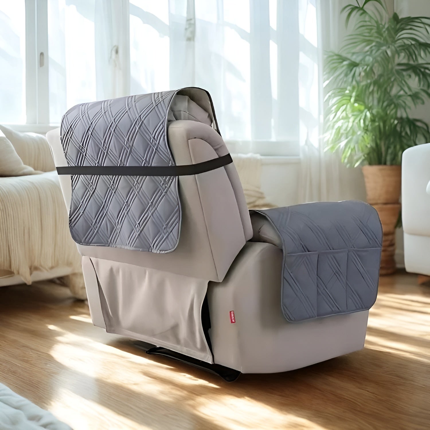 Vannsikker Lenestolbeskytter – Quiltet Rutedesign | Beskytter mot Flekker og Slitasje