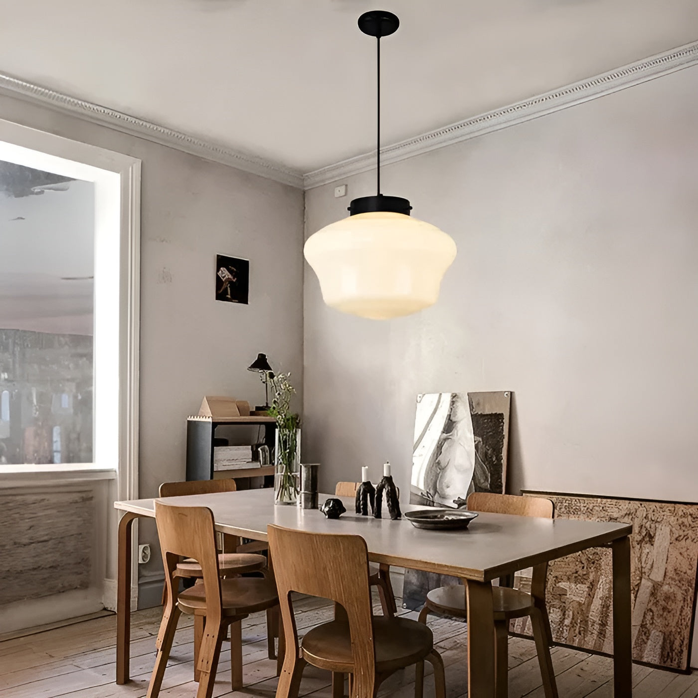 Hengelampe I Frostet Glass - Vintagedesign Med Geometrisk Glass